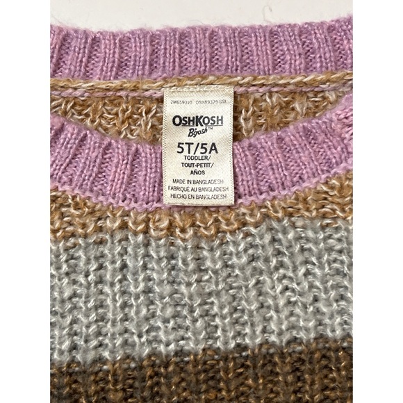 OshKosh B’gosh Brown Lavender Cable Knit Sweater Sz 5T Toddler Girl - Picture 4 of 6
